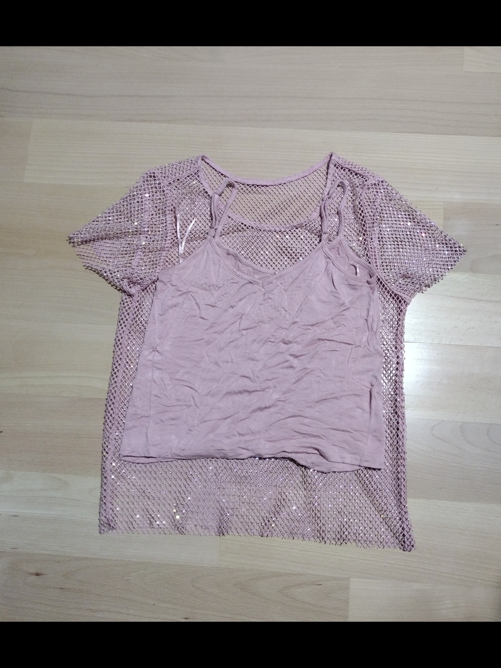 Pink Mesh & Camisole Layered Top